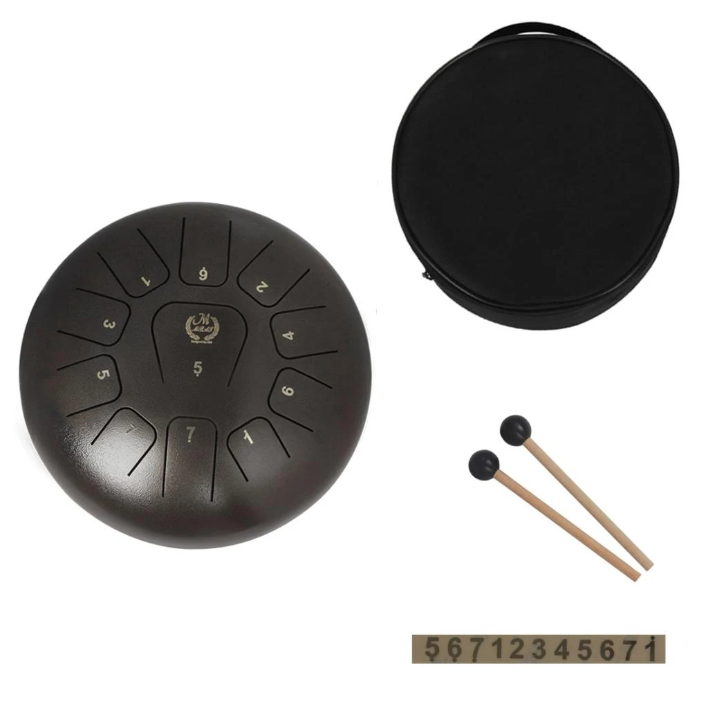 

Portable 12 inch 11 Note Steel Lotus Tongue Drum Handpan with Mallets Storage Bag Stainless Steel for Yoga Meditation