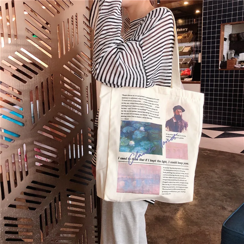 

Retro Origional Printed Canvas Bag Simple INS Non-mainstream Shoulder Environmentally Friendly Shopping Bag Women's Cloth Bag Fa