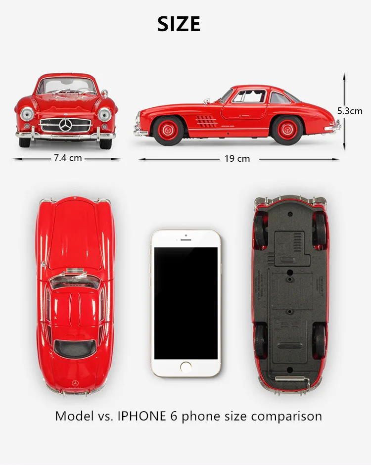 WELLY 1:24 Mercedes 300SL моделирование сплава Модель автомобиля ремесла Коллекция игрушек инструменты подарок