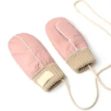 Толстые теплые детские зимние перчатки с висячим канатом замшевые Искусственные кожаные перчатки