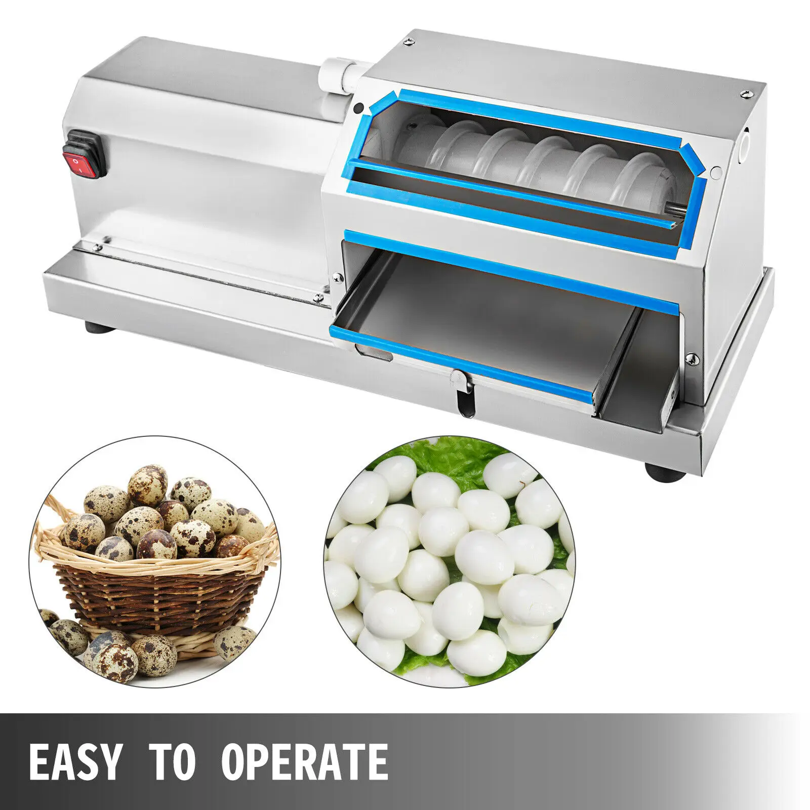 VEVOR 50/60 KG/H Electric Quail Egg Peeler Machine Automatic Sheller 304 Stainless Steel Multifunctional Kitchen Shops Home Use 4