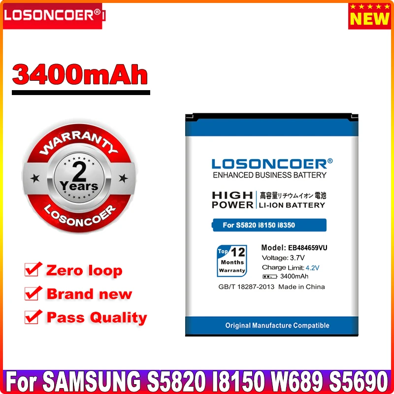 Аккумулятор 3400 мАч EB484659VA EB484659VU для SAMSUNG Galaxy W S5820 I8150 W689 S5690 T759 S8600 M930 i110 R730 i677 I8350 |