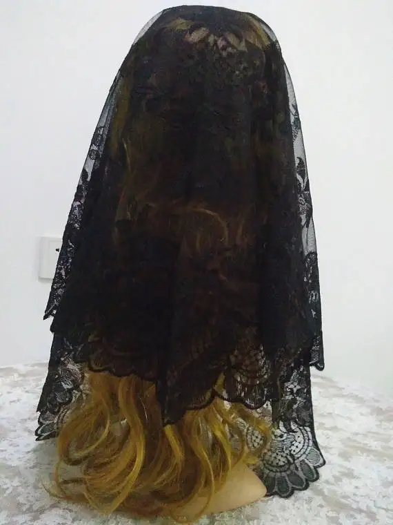 Католическая вуаль вышивка испанская кружевная Мантилья кружевная вуаль для церкви