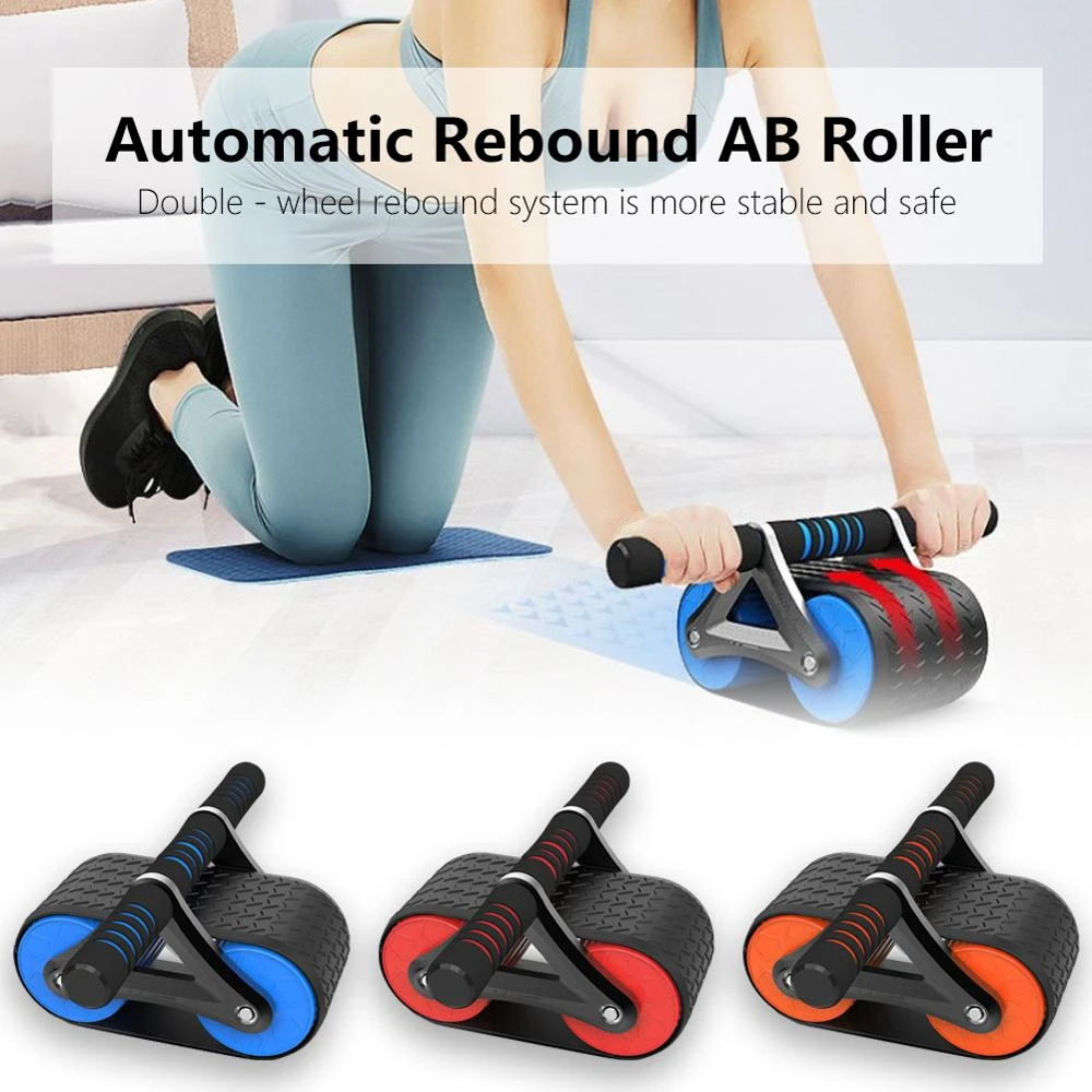 Automatic Rebound Doublewheel Abdominal Wheel Rollers Ab Roller Trainer Workout Muscle Exercise
