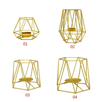

Nordic Style 3D Geometric Candlestick Metal Wrought Iron Dinner Candle Holder Wedding Party Home Decor P0RE