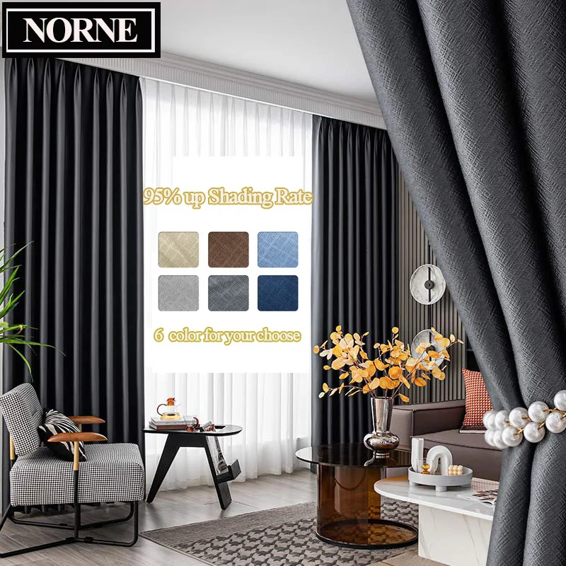 NORNE-Thermal Insulated Blackout Curtain, Blinds for Living Room, Window Treatment Drapes for Bedroom,Big size Custom Made