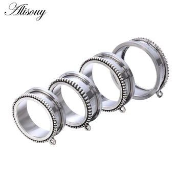

Alisouy 2PC 6-30mm Stainless Steel DIY Dangle Ear Tunnels Plugs Silver Color Expander Stretcher Ear Gauges Piercing Body Jewelry