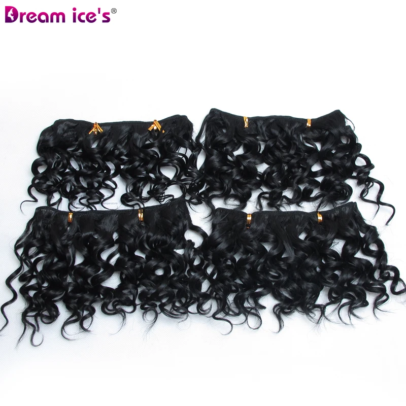 Onda de Água Extensão do Cabelo Polegada para Preto Afro Kinky Curly Pacotes Cabelo Ombre Curto Tissage Natural Sintético Tecer 8 4 Cheap Tecer sintético