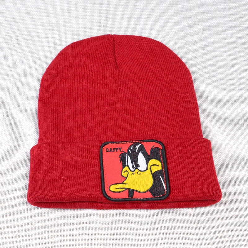 Looney Tunes Даффи Дак 'Даффи фейс Beanie мужские теплые зимние женские вязаные шапки с рисунком унисекс в стиле хип-хоп Beanies cap