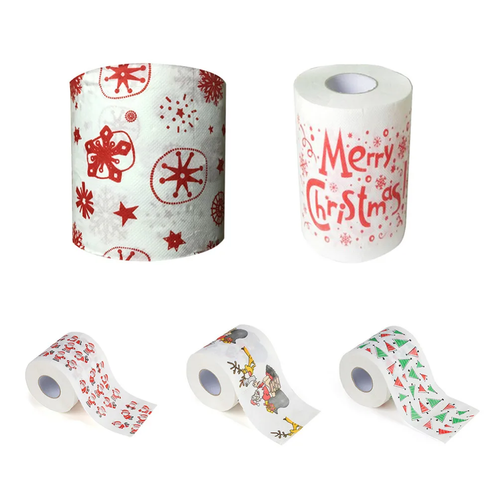 Bath Paper Christmas Printed Home Santa Claus Bath Toilet Roll Paper Christmas Supplies Xmas Decor Tissue Toilet Paper