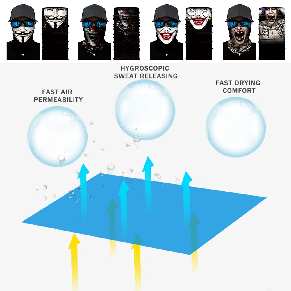 3D бесшовные многофункциональные Волшебные клоуны Джокер мужские черепа Призрак щит трубка маска для лица повязка бандана шарф головной убор кольцо платок