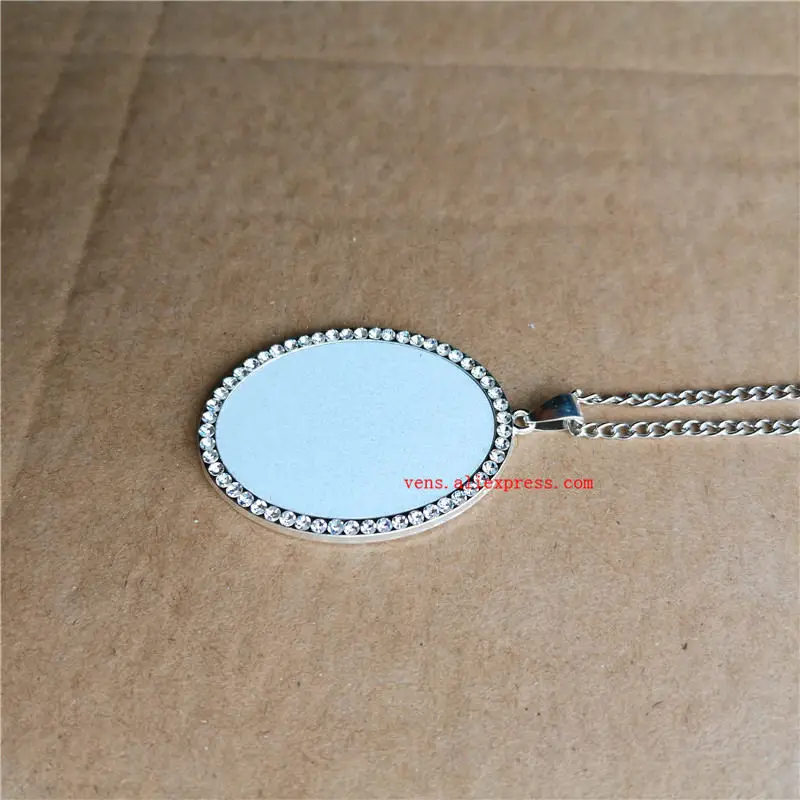 sublimation blank big oval necklaces pendants with drill necklace pendant hot tranfer printing consumable 15pcs/lot 3