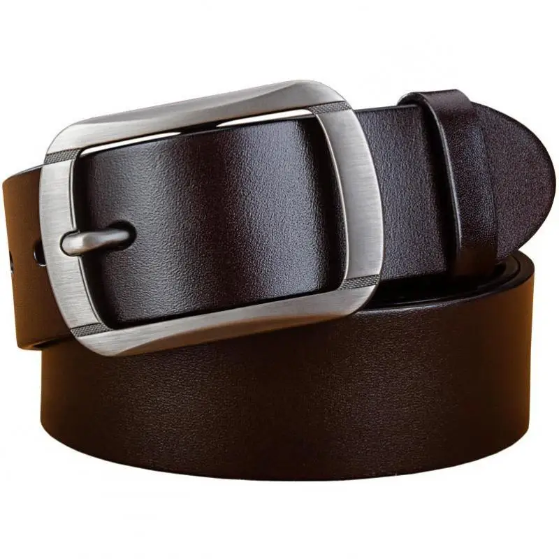 

First layer cowhide men's belt lengthened large size pure leather belt pin buckle Japanese word buckle casual wide simple wild