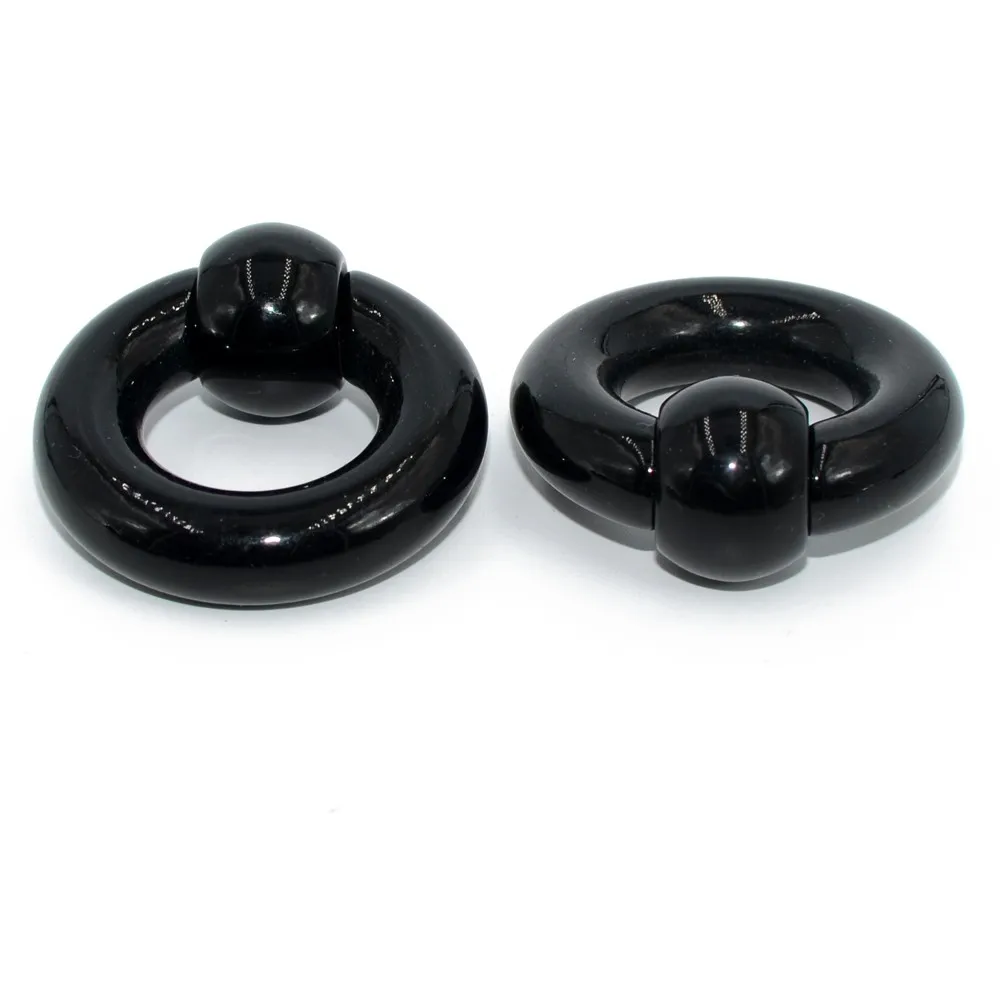 1PC Schwarz Acryl Große Große Größe BCR Riesige Captive Bead Ring Ohr Taper Plug Expander Guauge Männliche Nase ring Piercing Körper Schmuck – Detail 5