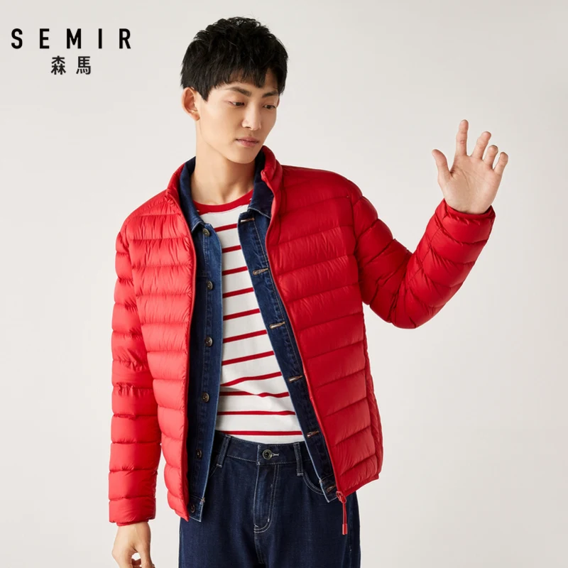 SEMIR, легкий пуховик для мужчин,, зима, новинка, стоячий воротник, короткий, мужской, для взрослых, красивый, Повседневный, куртка, сохраняющая тепло