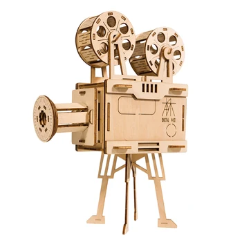 

77Pcs DIY 3D Film Projector Puzzle Wooden Model Building Kit Assembly Vitascope Toy Model Building Kits 2019 New