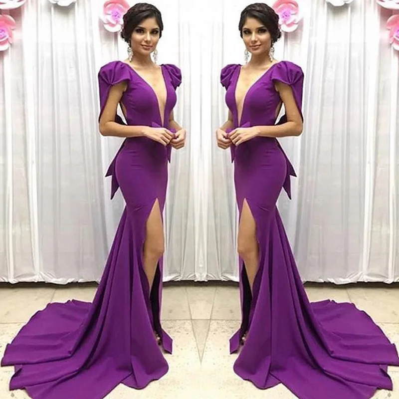 

2019 Europe And America Foreign Trade New Style WOMEN'S Dress EBay Amazon Hot Selling Sexy Deep V Slit Evening Gown Long Skirts