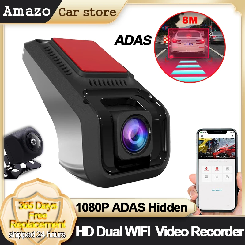 Car Avto DVR Full HD 1080P Night Vision 170 Degree Wide Angle Dash Camera WiFi ADAS Dash Cam G-sensor Android USB Video Recorder Car Video Surveillance