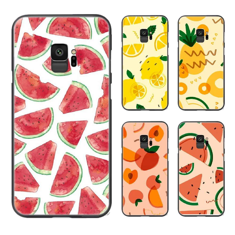 Чехол для телефона Samsung Galaxy A10 A20 A30 E A40 A50 A51 A70 A71 J 5 6 7 8 S черный с принтом фруктов