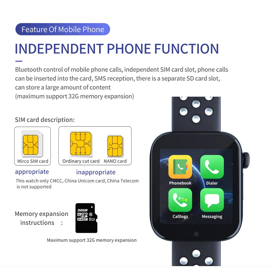 Z6S Kid Smart Watch Men Women Heart Rate Measure SIM 2G Bluetooth Watch Smart Bracelet Sleep Camera Smartwatch Russian PK Z6 W34
