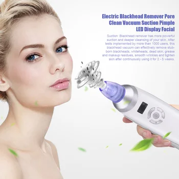 

Skin Care Vacuum Suction Pore Clean Comedo Acne Extractor Tool Electric Blackhead Remover LED Display Pimple USB Rechargeable