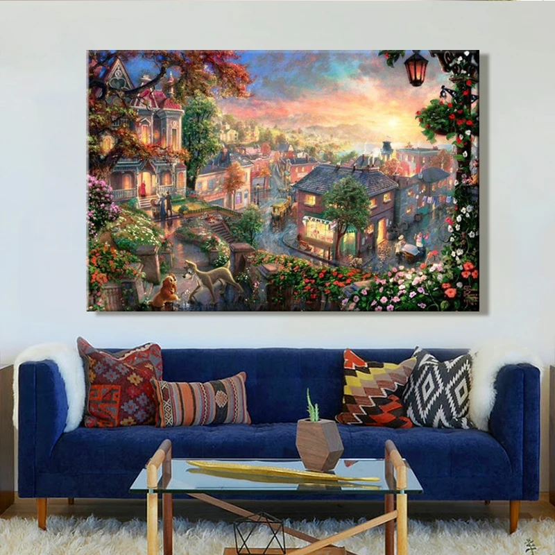 

paint by number art painting by numbers Cartoon picture Mickey Mouse Beauty and the Beast Handmade Filling and colouring gift