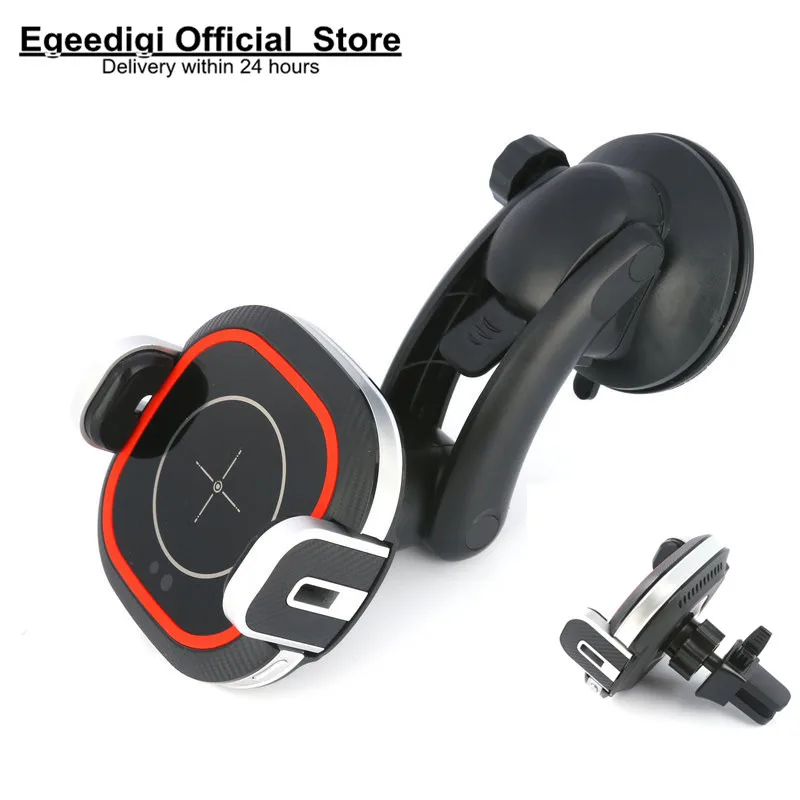 

Egeedigi 15W Fast Qi Wireless Charger Infrared Gravity Car Holder For Phone in Car Air Vent Clip Mount Phone Holder GPS Stand