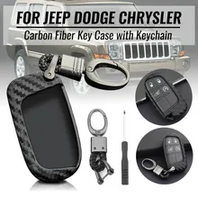 

SALE Best Quality Carbon Fiber Key Fob Chain For Jeep Dodge Chrysler Accessories Cover Case Ring