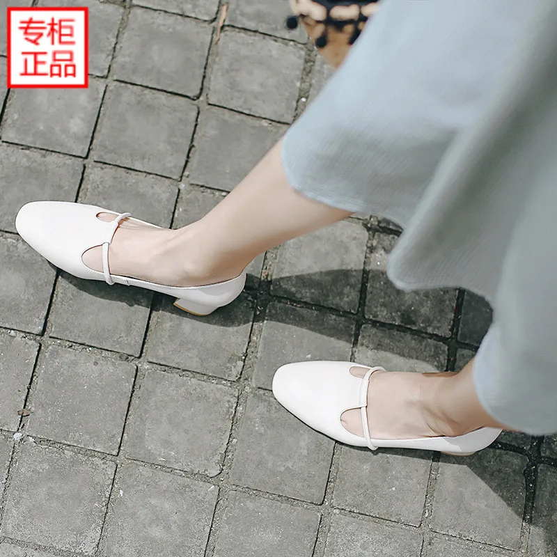 

2010 Spring New Style Retro Fashion Semi-high Heeled Shoes Women's Comfortable Versatile Low-Cut Chunky-Heel Shoes Square Head S
