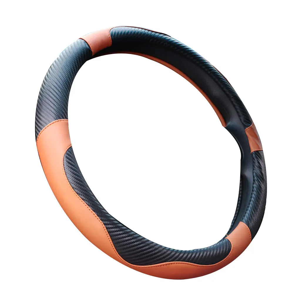Car Steering Wheel Cover Breathable Anti Slip PU Leather Steering Covers Auto Decoration Carbon Fiber оплетка на рульчехол руль
