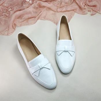 

Scarpe Donna Ladies Flats Shoes Soft Leather Female Shoes Pointed Toe Loafers Women Butterfly-knot Zapatos De Mujer Casual