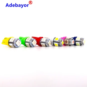 

500Pcs Wholesale T10 5 SMD 5050 W5W 194 501 LED Car Auto Clearance Interior Lights Marker Lamps DC 12V blue green yellow white