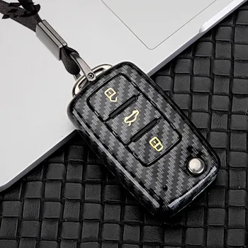 

Carbon Fiber Car Key Remote Case Cover Holder Case For Volkswagen VW Golf 7 passat b6 mk7 Seat Ibiza Leon Altea Aztec For Skoda