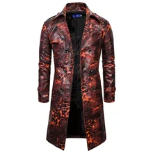 Мужской длинный фрак Тренч Ретро Стиль Верхняя одежда Готический стимпанк пальто кожаная винтажная Паровая панк Мужская леопардовая куртка Длинная ветровка