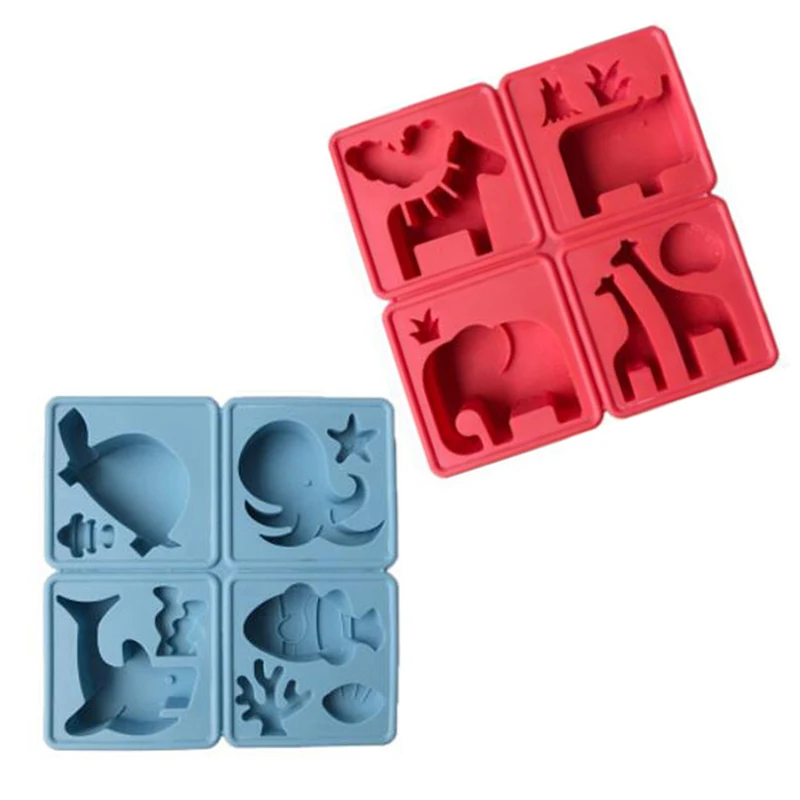 ABUI-2Pcs Animals Home Decoration Mold Diy Aroma Gypsum Plaster Silicone Mould for Car Pendant Red& Blue