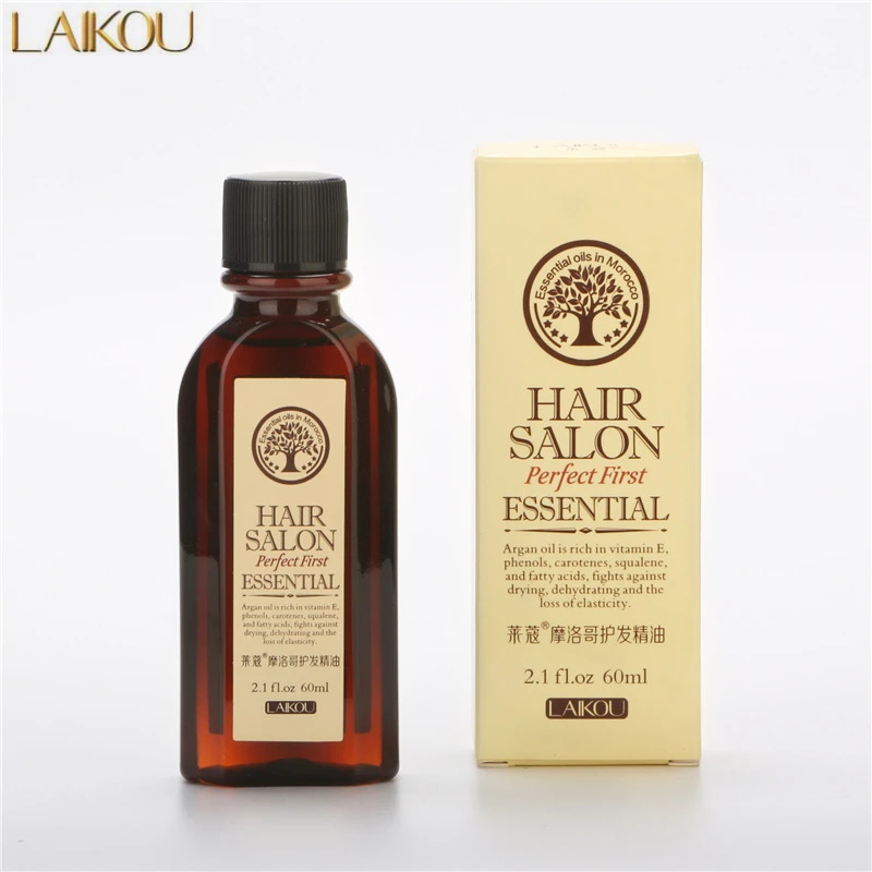 LAIKOU Morocco Pure Argan Oil Scalp Frizzy Dry Damaged Hair Repair Treatment Hair Care Oil Split Ends Conditioner 60ML