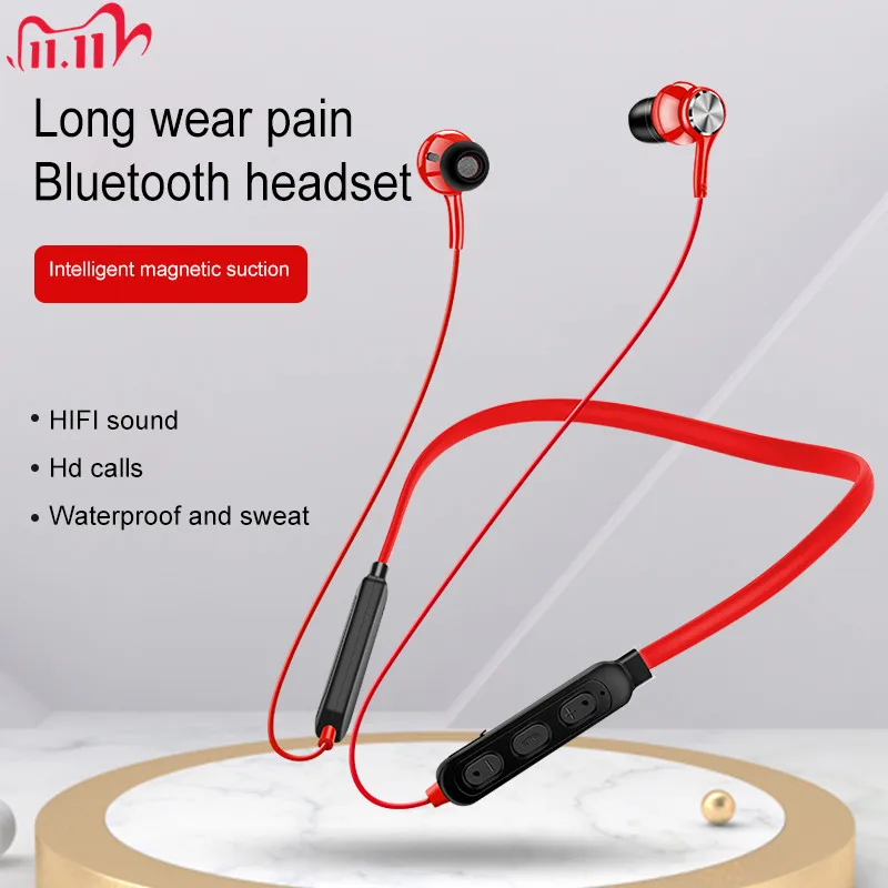 Bluetooth наушники магнитные беспроводные HiFi Звук стерео гарнитура