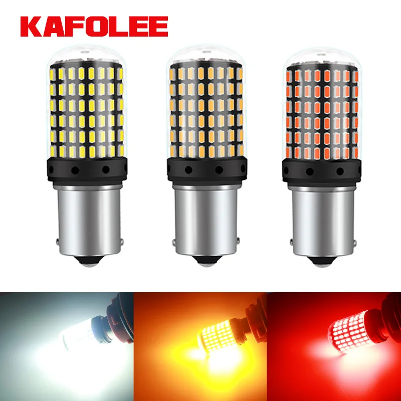 KAFOLE No Hyper Flash BA15S P21W BAU15S PY21W Передняя Задняя сигнальная лампа Canbus без ошибок светодиодная Янтарная желтая 3014 чипсет 144SMD KAFOLE No Hyper Flash BA15S P21W BAU15S PY21W Передняя Задняя сигнальная лампа Canbus без ошибок светодиодная Янтарная желтая 3014 чипсет 144SMD