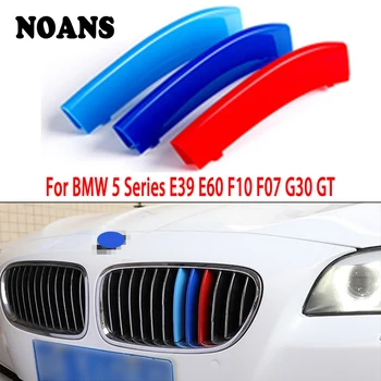 

3pcs Motorsport Power M Sport Performance For BMW G30 E60 E39 F10 F07 5 Series GT GT5 Front Grille Trim Strips Cover Stickers