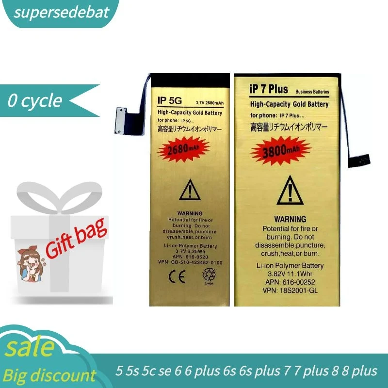 

Supersedebat for Iphone Battery 6 Batterie for Iphone 7 for Iphone 5 5s 5c Se 6 6 Plus 6s 6s Plus 7 7 Plus 8 8 Plus Batteries