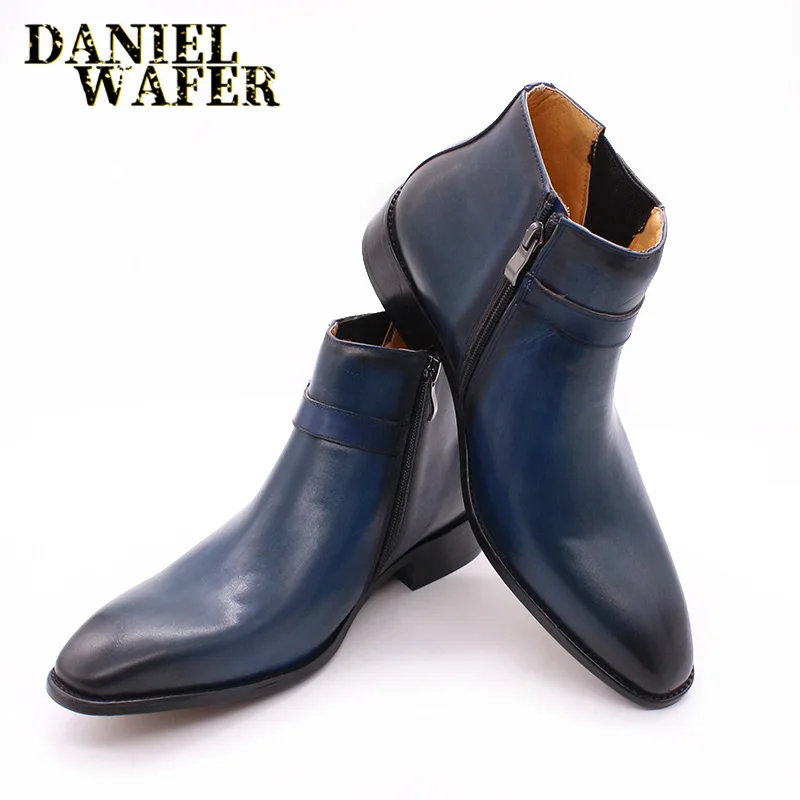 mens black leather buckle shoes