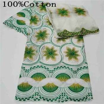 

2021 Latest Swiss Voile Lace Fabric 100% Cotton Embroidery High Quality African French Cotton Laces Fabrics 5+2 Yards/Set