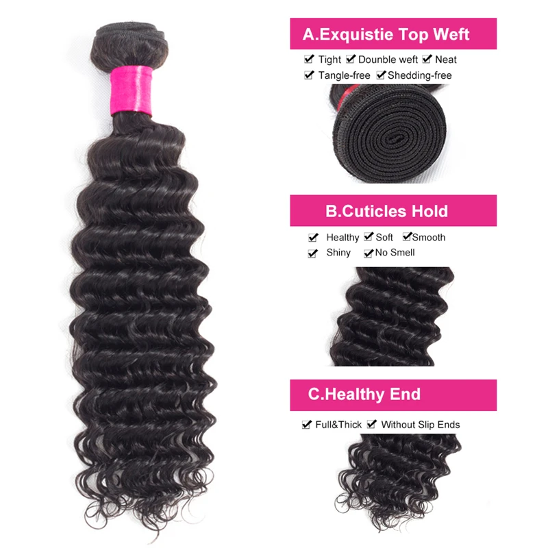 Brazilian Deep Wave Bundles 1/3/6/9PCS Human Hair Extensions 100% Human Hair Weave Bundles Water Wave MYLOCKME