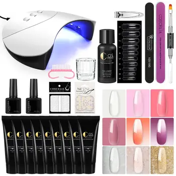 

Poly Gel Nail Set Full Manicure Set With 36W UV LED Lamp For Nail Extension Quick Building Gel Hard Jelly Gel Nail Art Tools Kit