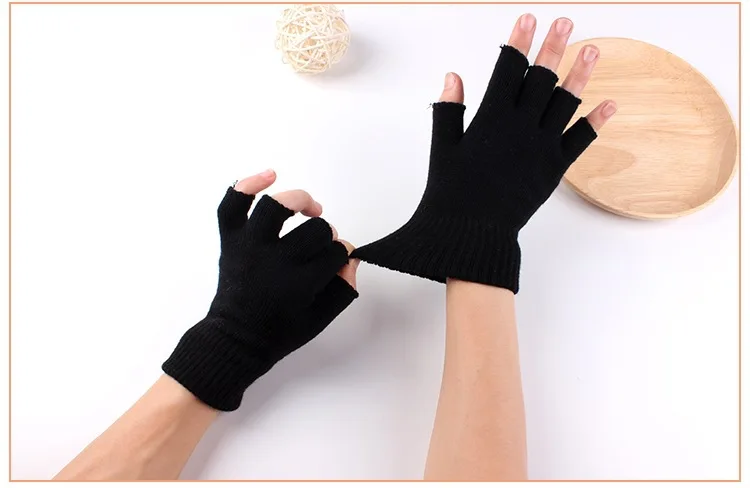 Мужские черные трикотажные эластичные теплые перчатки для митенки унисекс хлопковые теплые перчатки для взрослых качественные эластичные новые SL-6