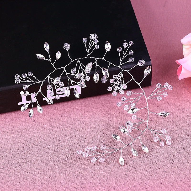 

handmade luxury silver crystal and beads wedding headband bridal rhinestone hairpiece for women hair accessories jewelry