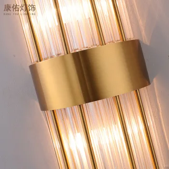 

Modern crystal wall lamp gold sconce lights AC110V 220V fashion luxury lustre living room bedroom light fixtures