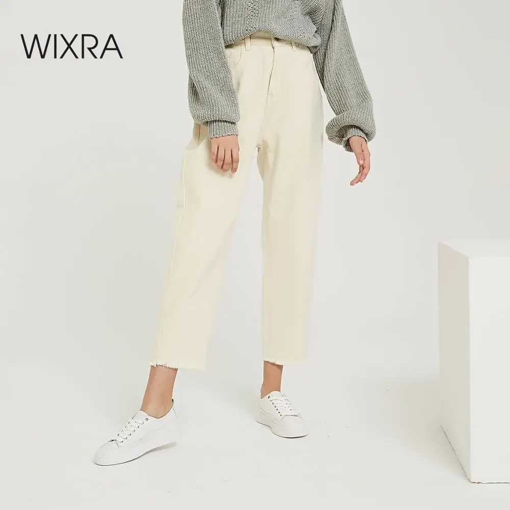Wixra 2019 New Stylish Solid Casual Women's Pants High Waist Pockets Long Trousers Spring Autumn Ladies Jeans Bottom Wixra 2019 New Stylish Solid Casual Women's Pants High Waist Pockets Long Trousers Spring Autumn Ladies Jeans Bottom