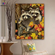 DIY картинки для раскраски по номерам с цветами картины животных Картина Рисование картины по номерам в рамке дома