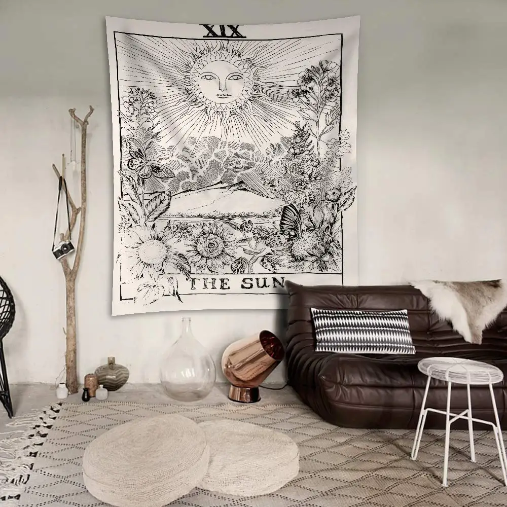 

Antique Psychedelic Celestial Shine Over The Earth with Sunflower Light Weight Polyester Wall Decor